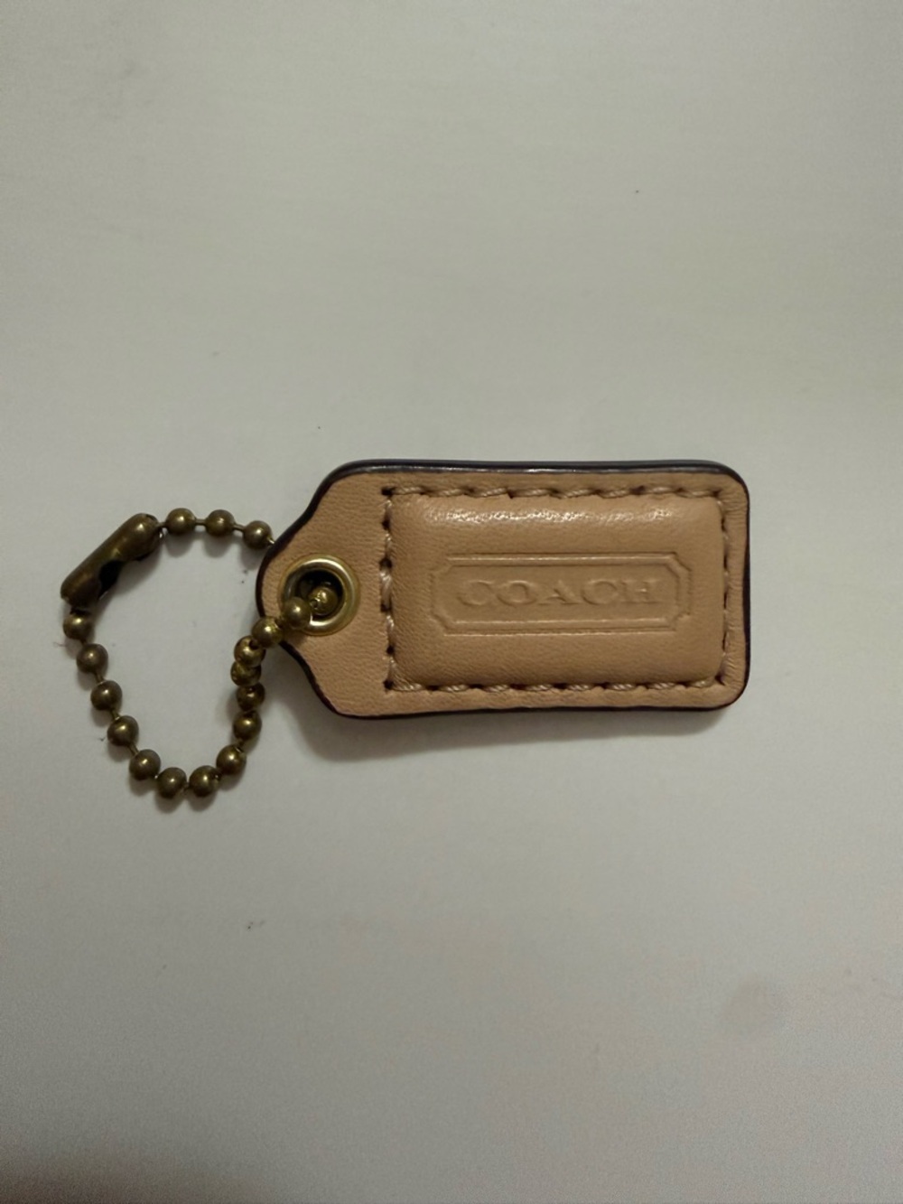 COACH Tan Leather Keychain Tag - Men's Accessory